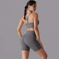 Nude brushed nylon tight-fitting yoga clothes, zero-sense suspenders, beautiful back, hip-lifting sports suit, running and fitness two-piece set