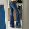 Fashionjeans women's low-waist plum blossom embroider micro-flared jeans black and gray washed silmslimming lookmoppants