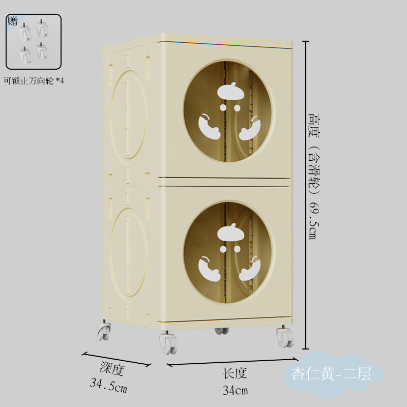 Multi-layer folding storage cabinet Large capacity household storage Simple storage box Bedroom living room sundries sorting rack