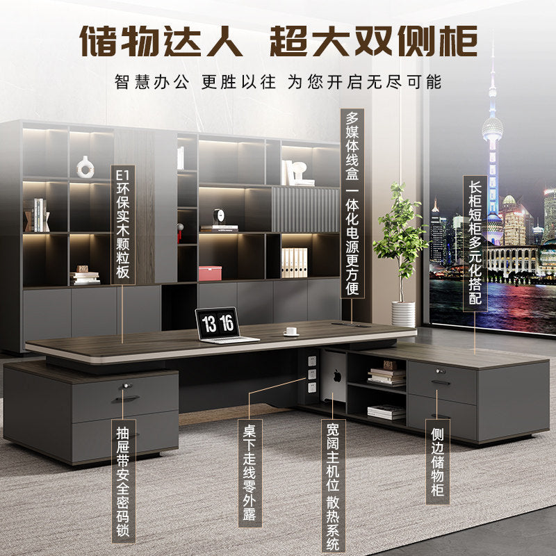 Saint-li executive desk - premium lacquer finish, minimalist chic, luxury ceo office desk and chair set for general managers
