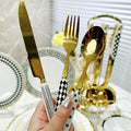 Minimalist ceramic handle cutlery set - polka dot design stainless steel tableware - creative, high-value steak knife and fork wholesale