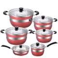 3-ply base 12-piece cookware set with glass lid