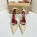 Za2025 summer new pointed-toe stiletto heels - wine red patent leather, single buckle, thin strap women's high heels