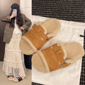 2025 new retro plush thickened fuzzy slippers women's outdoor wear warm autumn and winter home bedroom non-slip cotton slippers