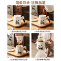 Panda tea infuser mug - ceramic tea cup with wooden handle and lid, keeps your hands cool, perfect for office use