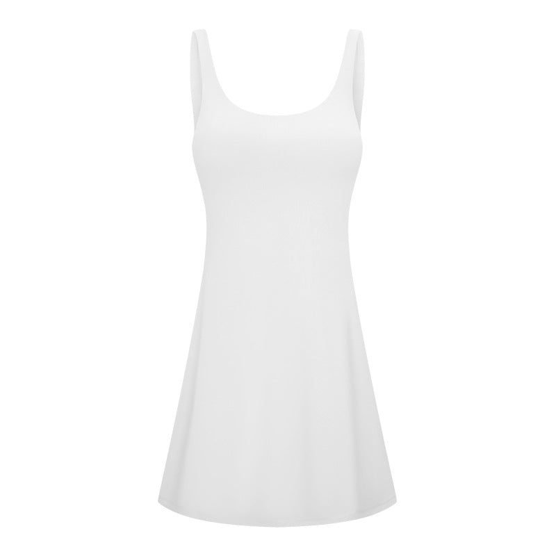 Spring/summer new two-piece look anti-exposure tennis skirt - high-stretch, comfortable, built-in bra pad, sports & outdoor yoga wear dt200