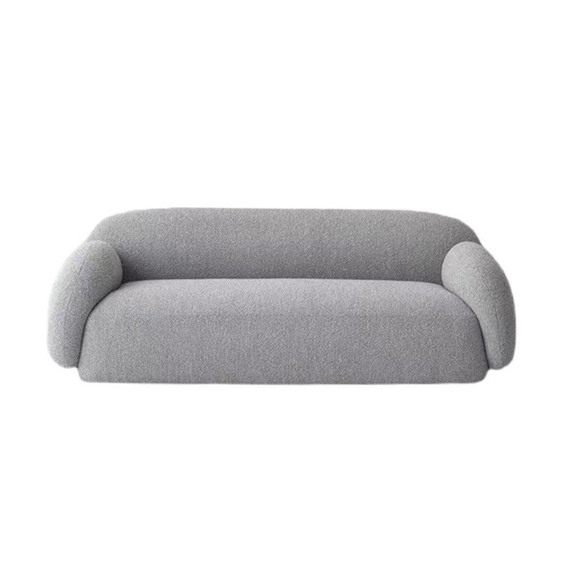 italian minimalist curved fabric sofa, perfect for small apartments. unique, creatively designed living room sofa in teddy velvet fabric