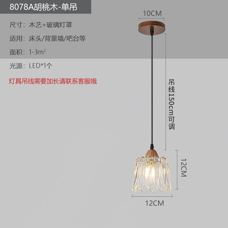 Medieval style lamps bedroom bedside small chandelier bedside table retro restaurant aisle new chinoiserie single head long hanging lamp