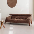 Vintage cream solid wood designer creative small apartment white retro ash wood three-seater fabric sofa