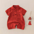 Summernew arrival red full moon 100 days first birthday catching week clothes new chinoiserie baby one-piece clothes chinese style ritual crawling clothes