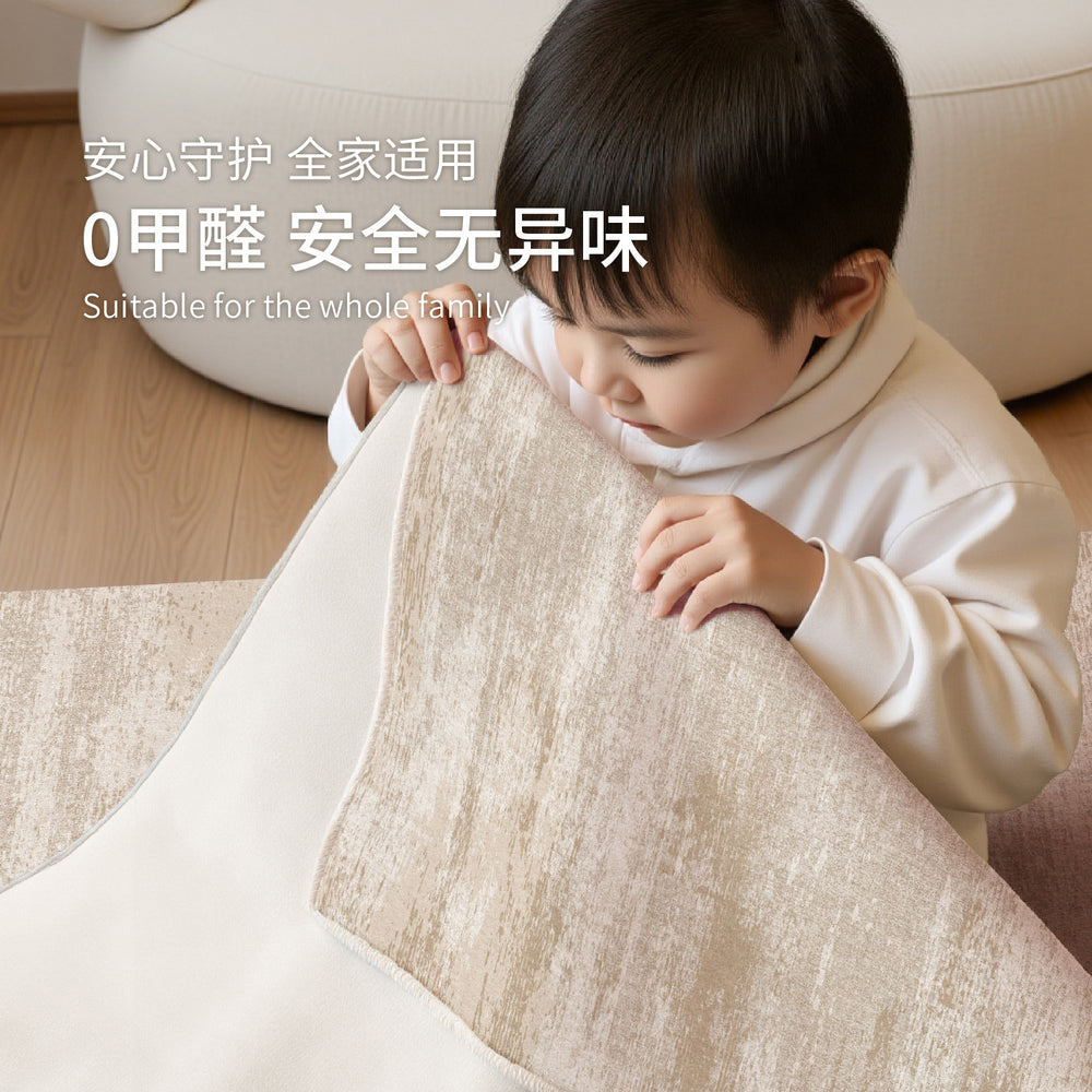 Removable and washable carpet living room new arrival wabi-sabi cream style double layer machine washable stain-resistant bedroom bedside coffee table carpet floor mat