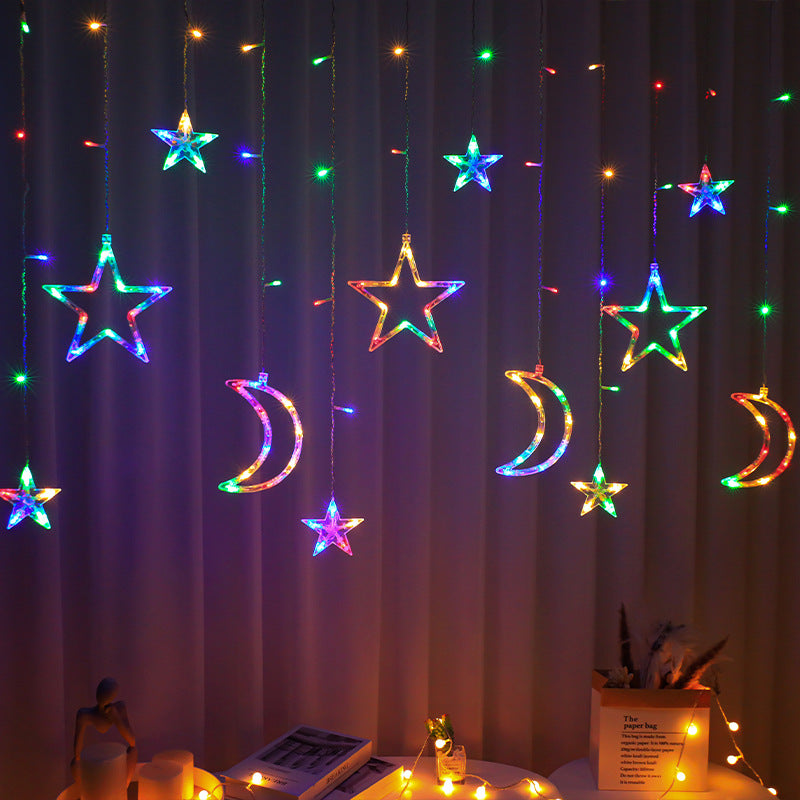 LED star lights, small colorful lights, flashing string lights, gypsy stars, birthday scene decorations, atmosphere, room bedroom layout