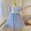 Girls' sleeveless summer dress  spring new arrival princess dress mesh off-shoulder sleeves pearl embellished skirt trendy