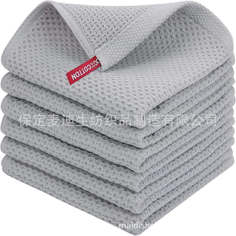 Amazon bestseller: pure cotton honeycomb kitchen towel set with hooks - waffle weave dishcloths for cross-border e-commerce