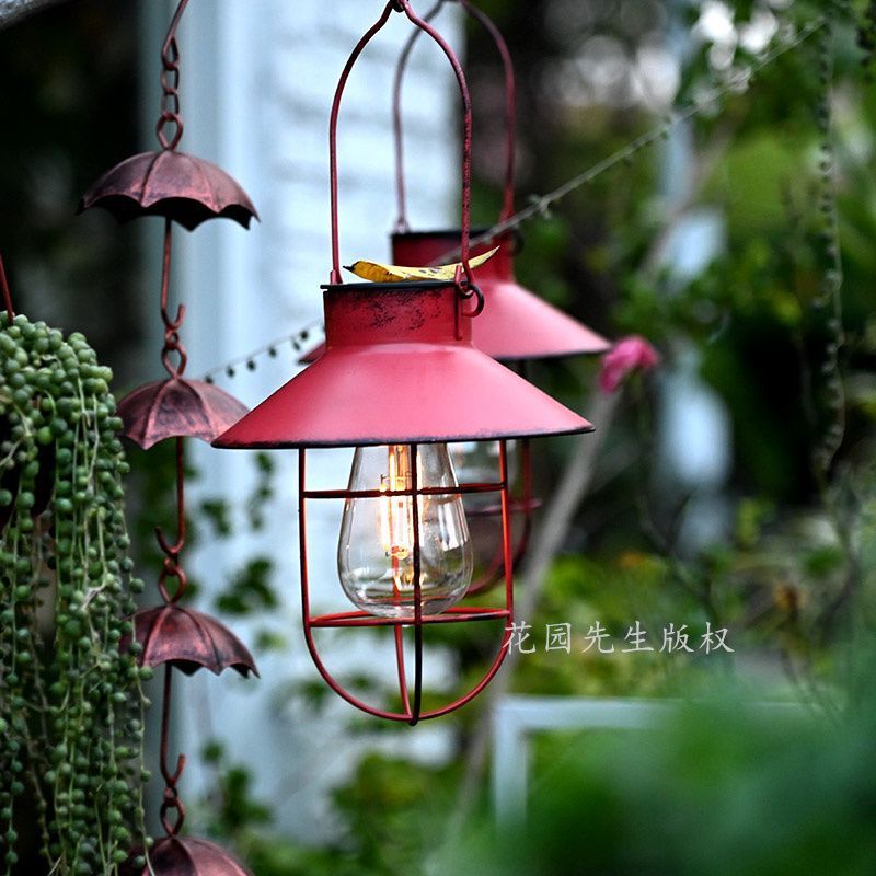 Solar powered hanging lanterns - outdoor garden balcony decor - waterproof, atmospheric, retro style - perfect for patio and garden lighting
