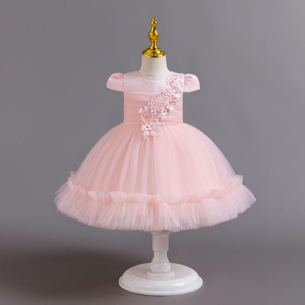 Ready-to-ship new baby girl dress - tulle flower cake princess dress - first birthday dress - baby dress