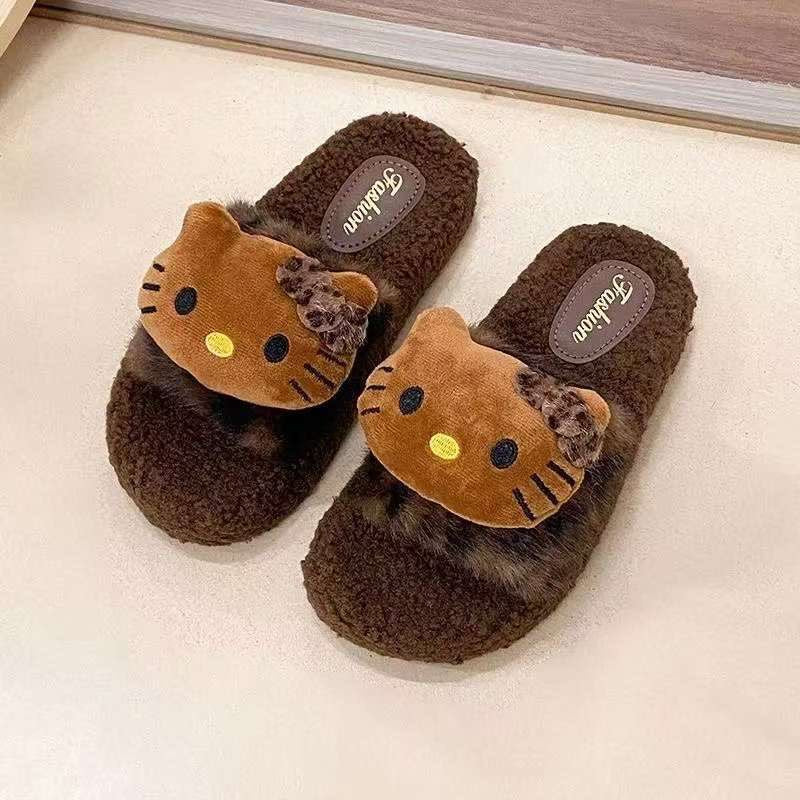 Thick sole furry slippers for women outwear2025 autumn winternew arrival lamb furry internet celebrity home one-line cotton slippers
