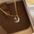 Ins star and moon titanium steel necklace - women's designer high-end star, moon, and shell clavicle chain - fashionable and versatile jewelry