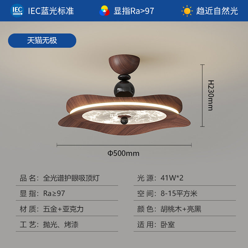 Medieval style bedroom ceiling light simple modern full spectrum eye protection retro walnut color room Zhongshan lighting