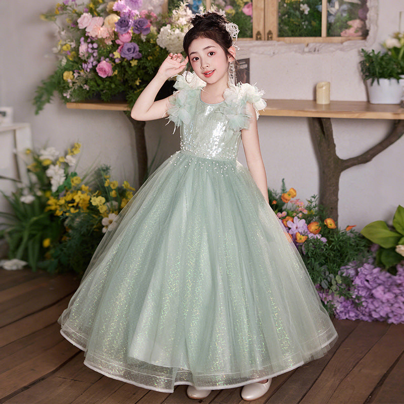 Girls' high-end formal dresses: mesh flower girl dresses, wedding dresses, hostess dresses, children's day performance costumes, birthday princess dresses - in stock & wholesale