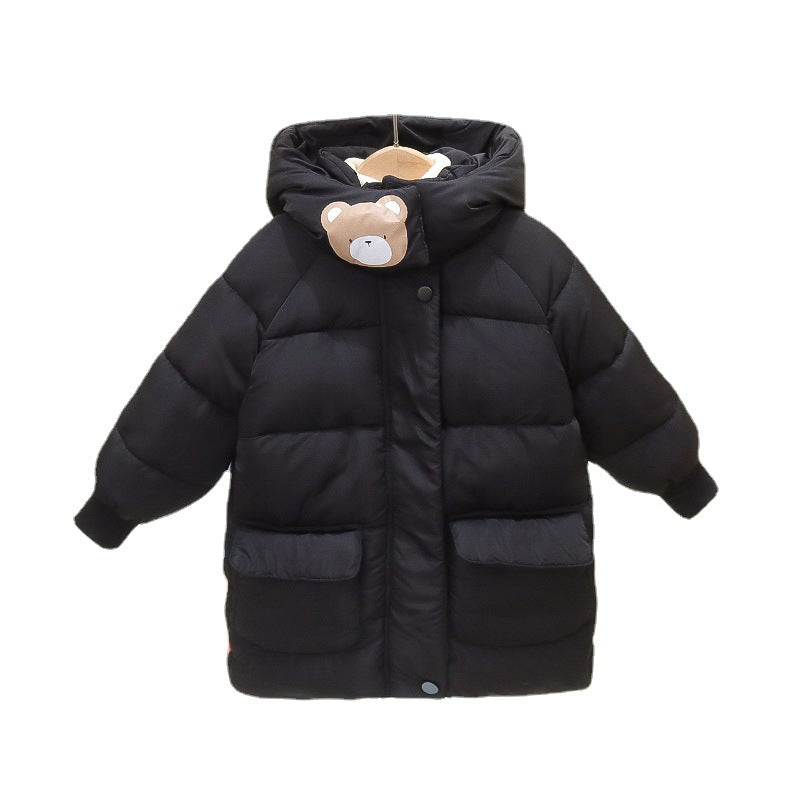 Girls' mid-length padded puffer jacket -  winter new arrival - korean style warm cotton coat for toddlers and little girls - trendy