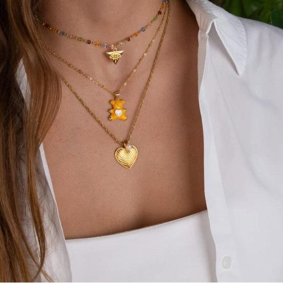 2025 new gold-tone heart pendant necklace - irresistible peach heart design - unique gift for her