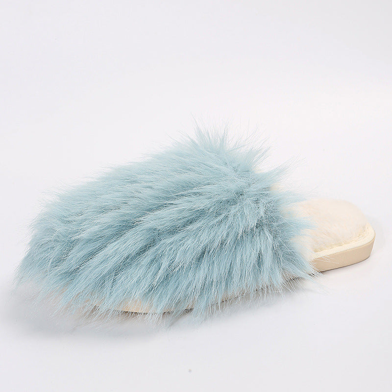 Thick sole fur slippers for women 2024winternew arrivalpopular high-looking toe-cap stain-resistant outwear cotton slippers cross-border carefully selected