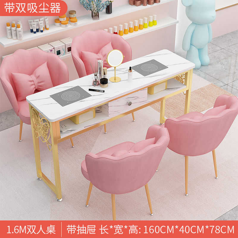 Accessible luxury high-power vacuum cleaner manicure table and chair imitation marble suit double popular table economical manicure table