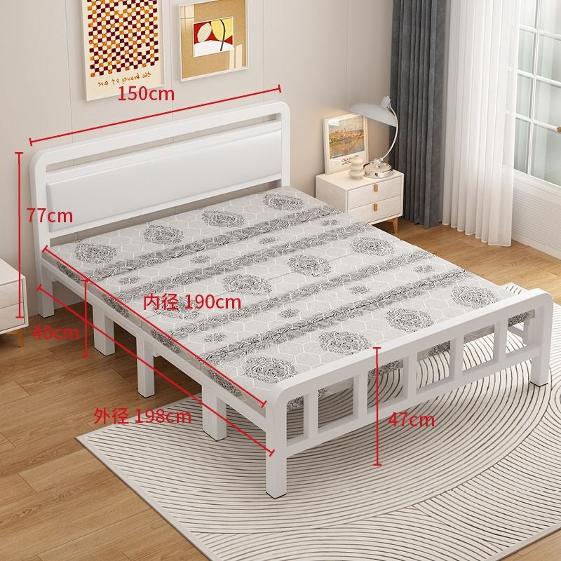 Four-fold foldable bed single bedfor homesimple office lunch break double rental house adult iron bed