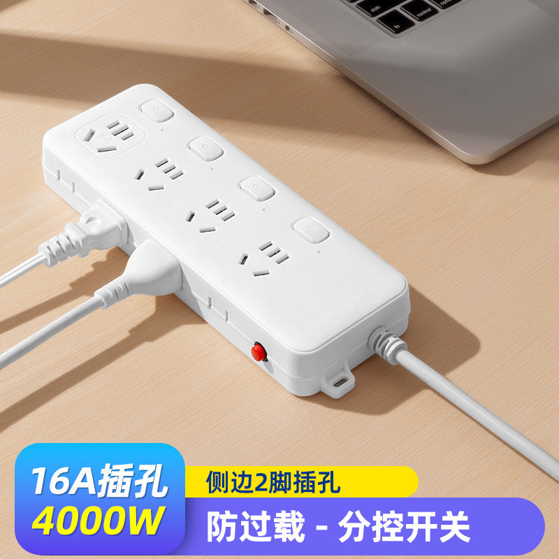 Power strip with safety shutters, overload protection, and surge protection - 16a receptacle