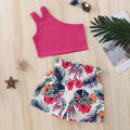 Girls' summer outfit: sleeveless camisole top + floral print shorts set - european & american style