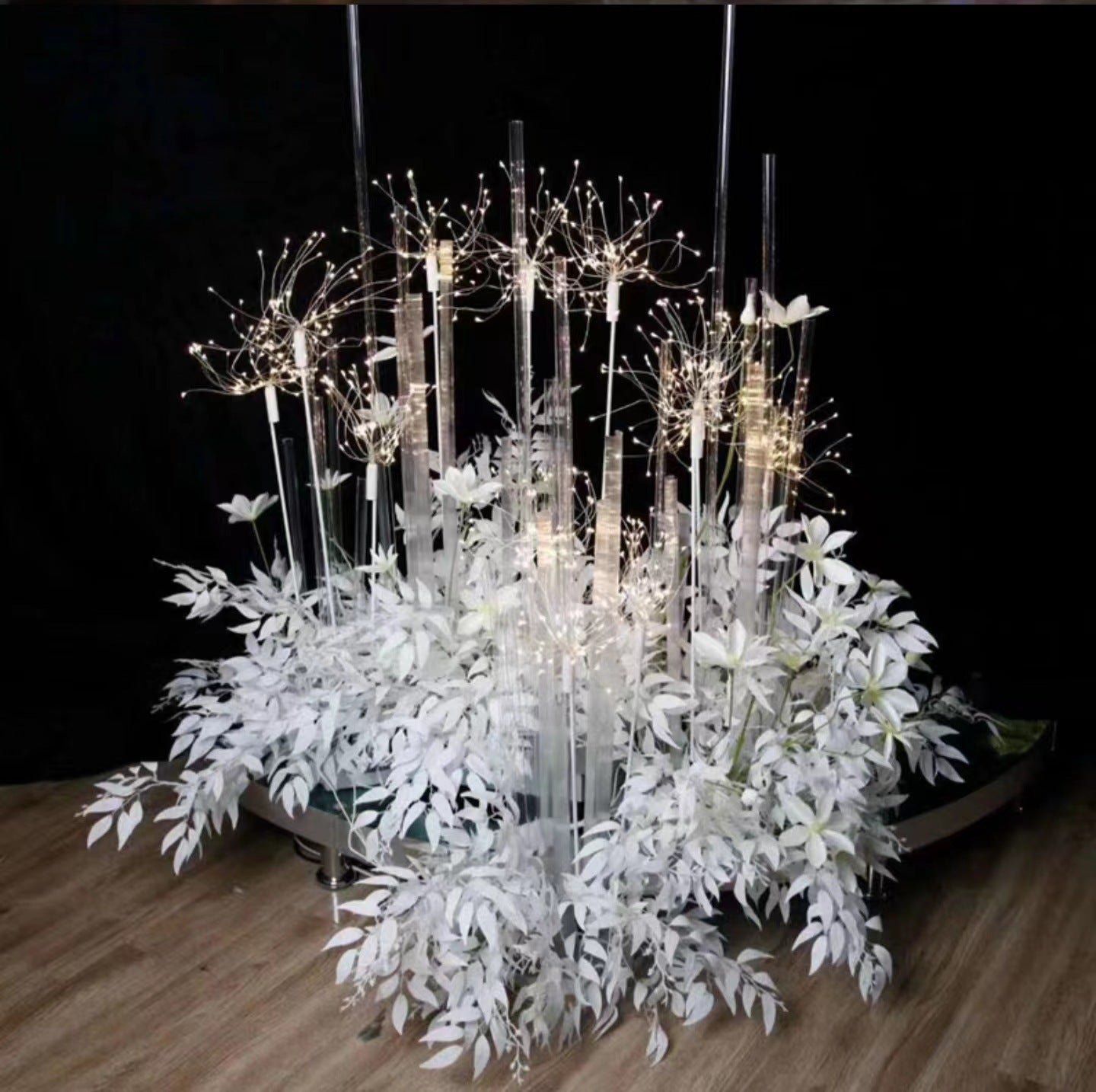 Wedding scene layout creative fireworks row and insert road guide window photography stage decoration LED copper wire smoke lamp