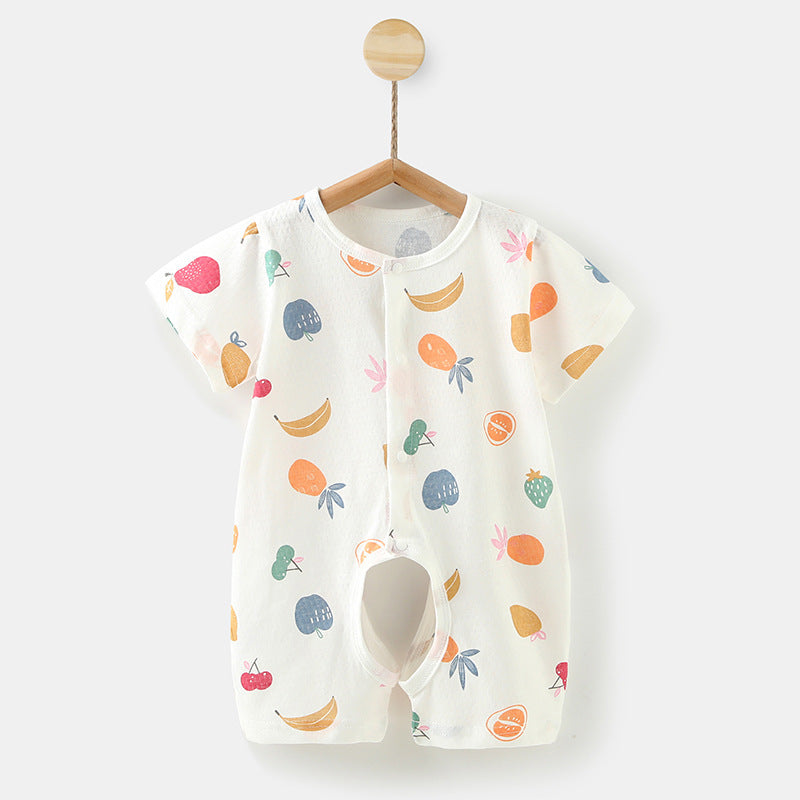 Baby short-sleeve romper, 100% cotton, newborn infant sleep sack, crawling suit, 0-1 year old, summer lightweight clothing