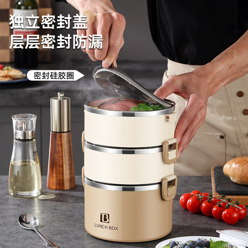 304 stainless steel multi-layer insulated lunch box - perfect for office workers and students - portable meal container with large capacity and insulated compartment