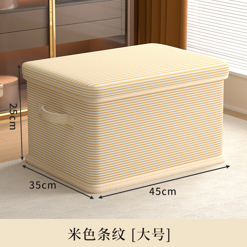 Clothes storage box Household large-capacity wardrobe Snacks toys Layered finishing artifact Folding storage box basket with lid