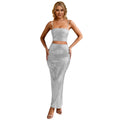 C7196 cross-border   fashion women's sexy camisole banquet dress long skirt set summer