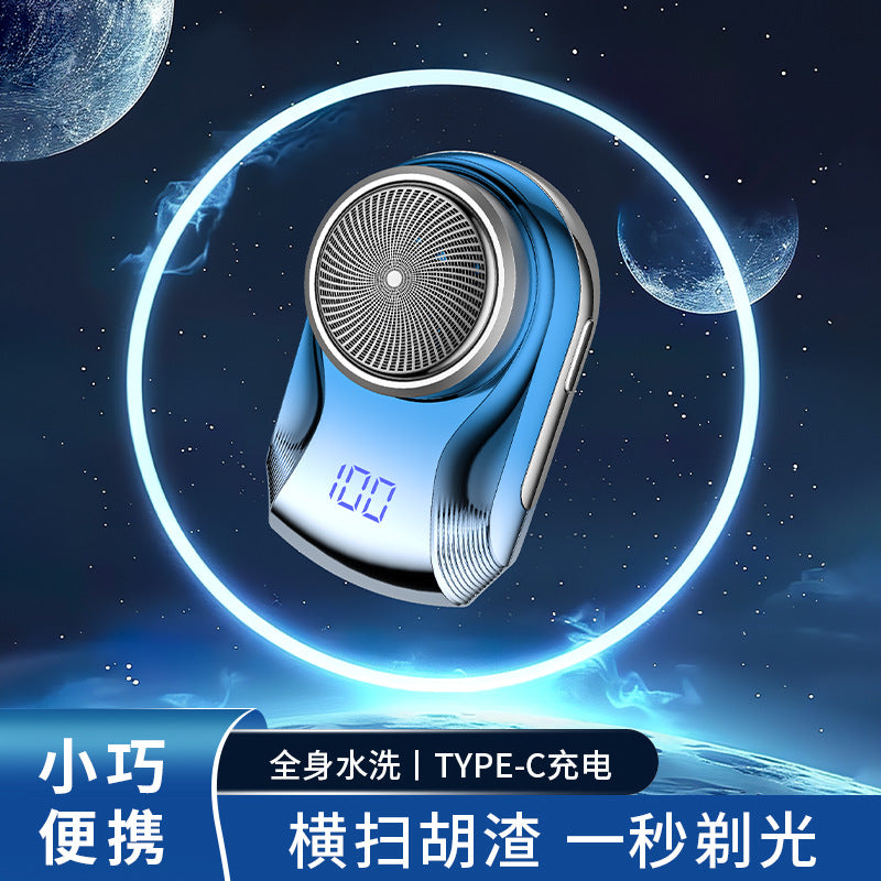 Mini electric shaver - compact, digital display, men's home & travel razor, car-ready, portable, fully washable