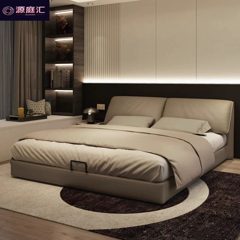 Italian normcore elephant ear bed casual creative large bed master bedroom double bed double storage wedding bed genuine leather bed