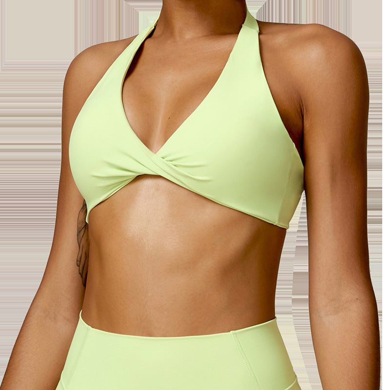 Cloud-feel breathable halter back yoga bra top - compression outdoor sports running fitness apparel 8503