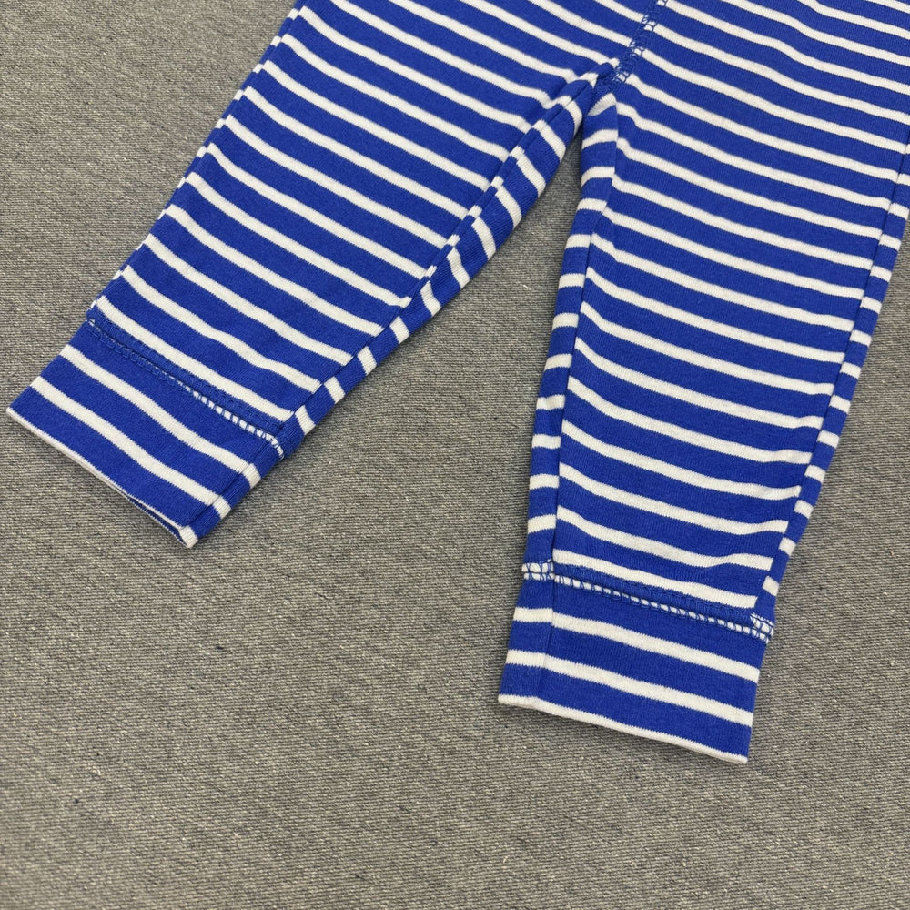 Original infant striped blue and white bottom cute puppy appliqué pattern all-cotton soft and skin-friendly cuffed pants