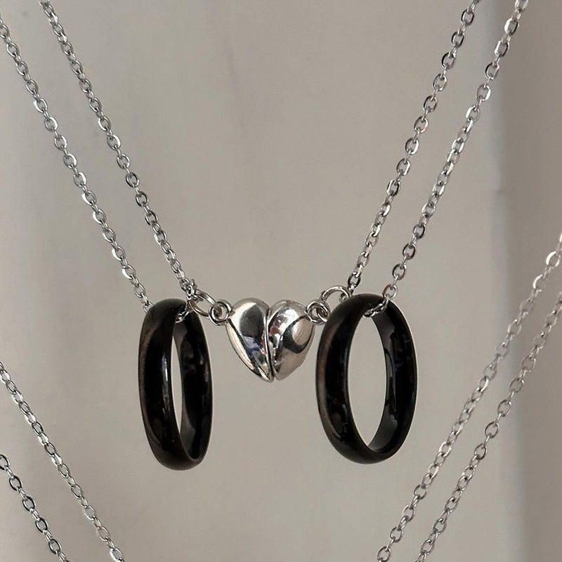 European and american cross-border minimalist double-layer irregular circle necklace, light luxury niche heart patchwork jewelry necklace, couple's style