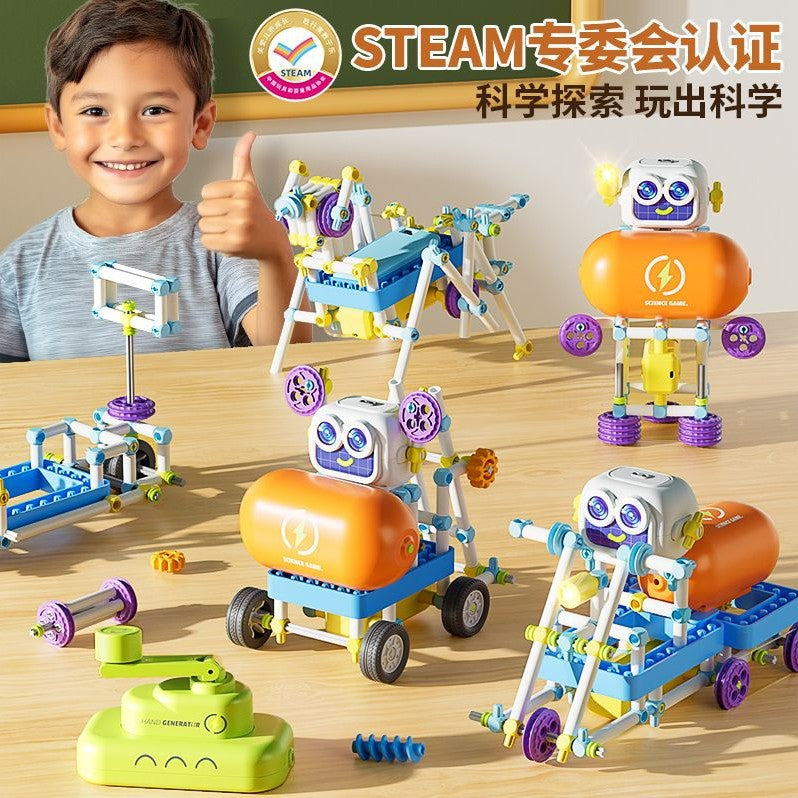 Kids electric science and education building blocks primary school students physics gear mechanical assemble educational toys 6-13 years old boys gifts