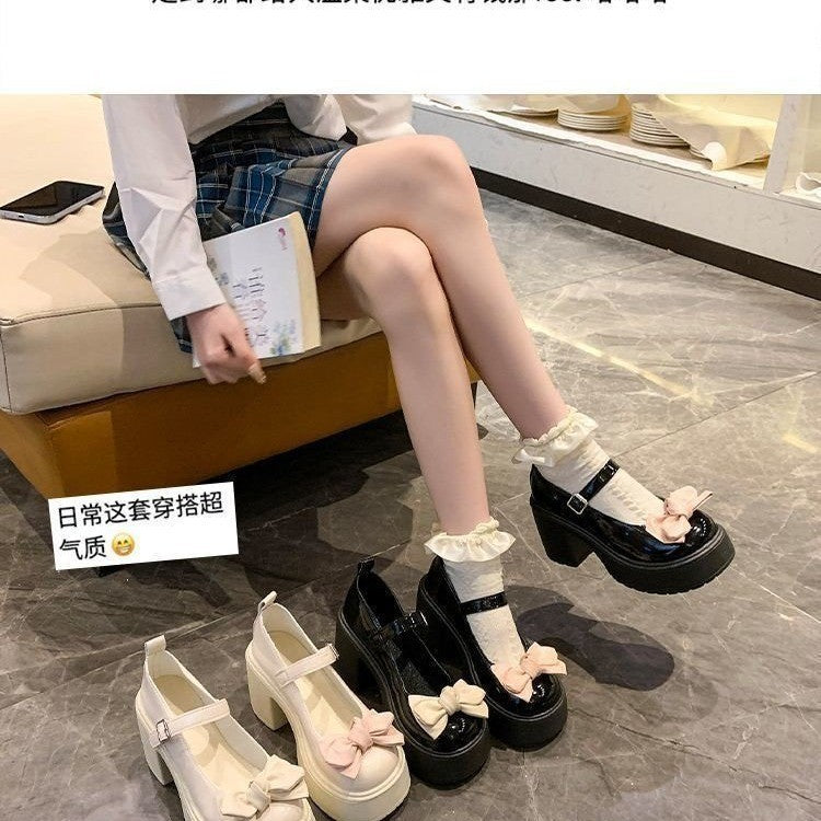 Japanese style jk uniform shoes sweet & cool mary janes leather shoes women's 2025 autumn new collection preppy bow single shoes