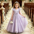 foreign trade girl's dress shawl tulle  new flower girl wedding dress small flying sleeves kids princess dress in stock