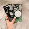 Suitable for iphone17pro electroplated four-corner lens film mobile phone case apple 15 glitter magnetic holder protective cover