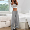 fall/winter  us & european cross-border women's new casual striped solid color elastic drawstring cotton straight-leg pants