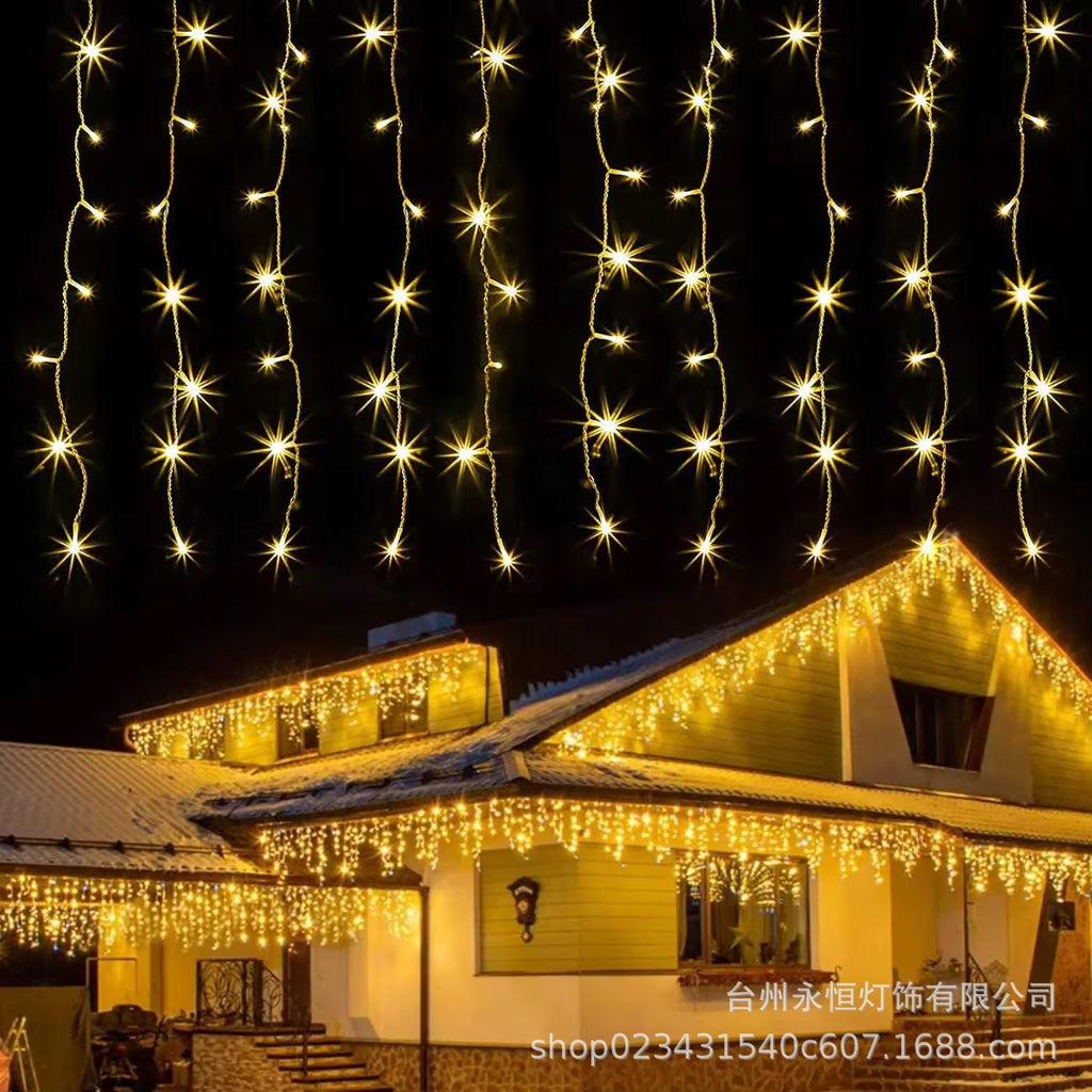 LED ice strip curtain light string 8 mode outdoor hotel gypsy street lighting decorative star lights