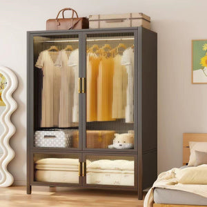Large capacity steel wardrobe bedroom for home wardrobe rental metal floor standing clothes rack simple assembly storage cabinet