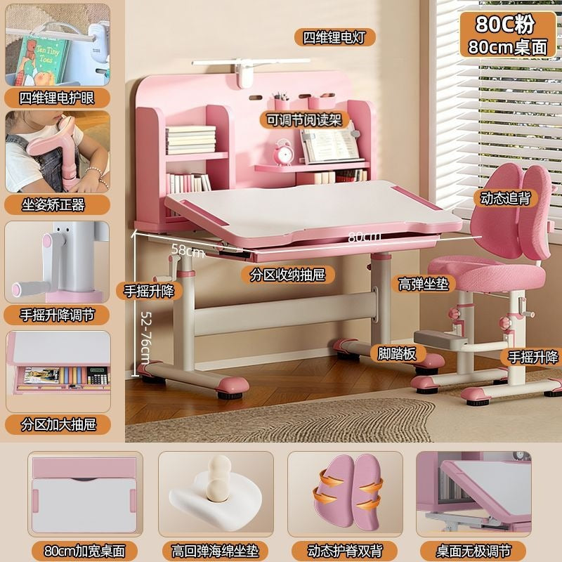 Children's study desk - adjustable height writing desk set for kids, students, and home use - perfect for homework and schoolwork