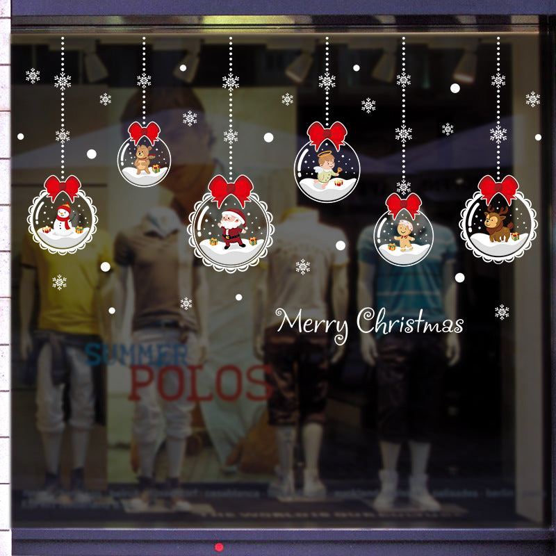 Santa Snowball Charm Pendant Festival Decoration Wall Sticker Window Glass Shop Store Background Wall XL628